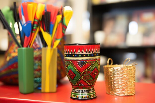 A unity cup nestled within a display of colorful kwanzaa gifts