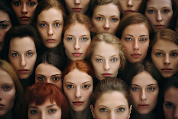 女性の統一と多様性 複数の女性の顔