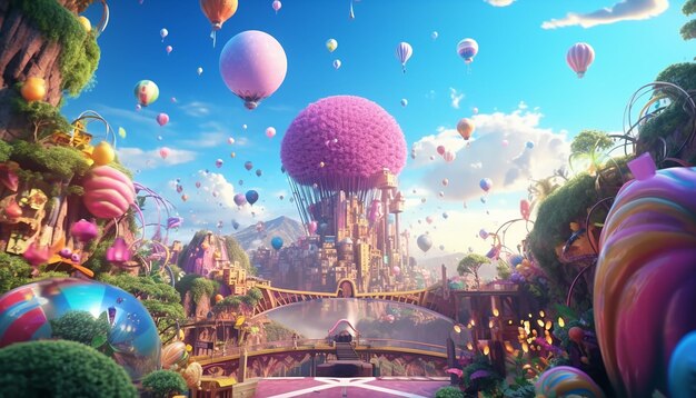 普遍的な子供の日のポスターの背景 3D アート最小限