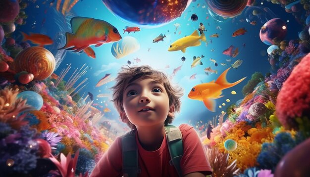Universal Children's day poster background 3D Art minimal