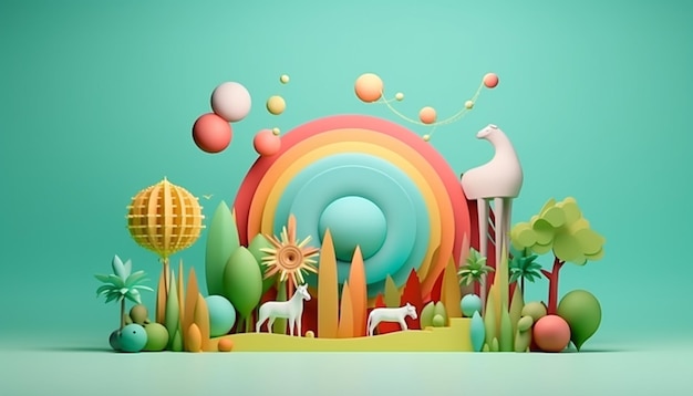 Universal Childrens day poster background 3D Art minimal