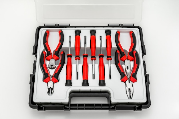 Premium Photo  Universal set of hand tools in a case