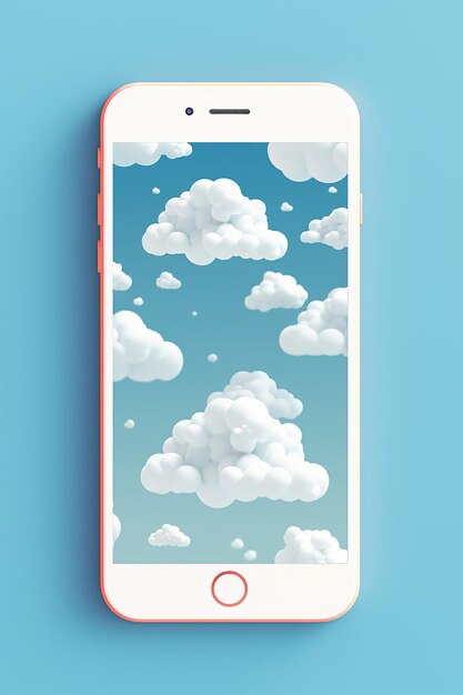 Foto un universo di cloud in stile minimal su uno schermo di telefono