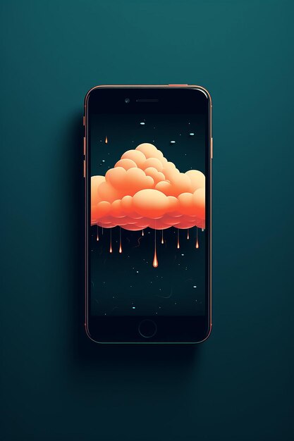 Foto un universo di cloud in stile minimal su uno schermo di telefono