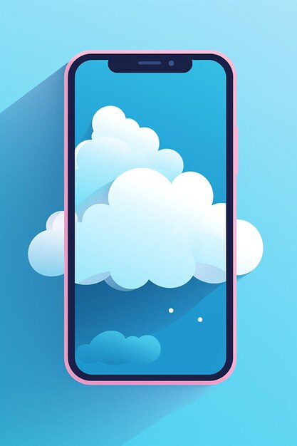 Foto un universo di cloud in stile minimal su uno schermo di telefono