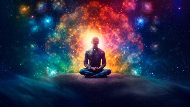 宇宙 コスモス 瞑想 背景 チャクラ プラナ 神の心と精神性 ジェネレーティブ AI