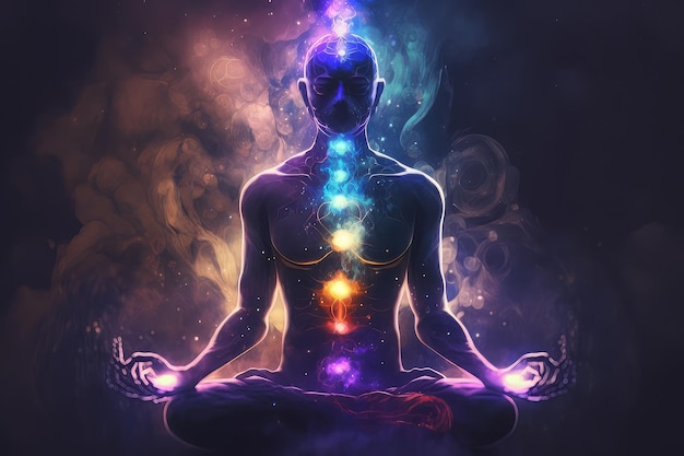 Universe cosmos Meditation background chakras prana the mind of God and spirituality Generative AI