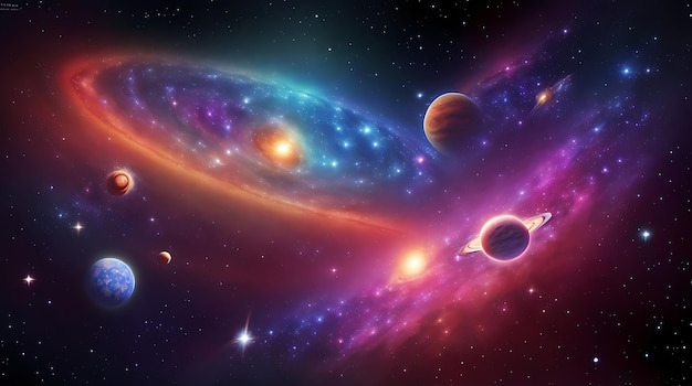 Universe galaxy space background Nebula planets starts suns and planets colorful wallpaper