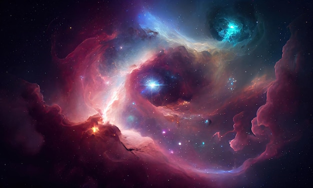 The universe is a nebula of stars and planets generative AI