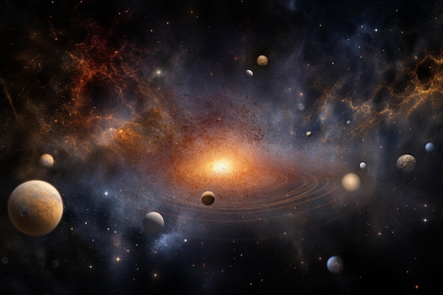Universestars nebulagalaxy De verste planeet in het universum vol met wonderbaarlijke onzichtbare wezens en plaatsen generatieve AI