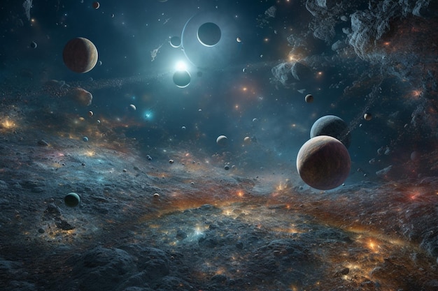 Universestars nebulagalaxy 경이로운 보이지 않는 생물과 장소 생성 AI로 가득한 우주에서 가장 먼 행성