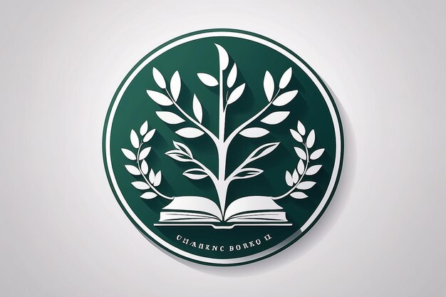 university education icon design with open book and laurel branch with shadow simple vector logo