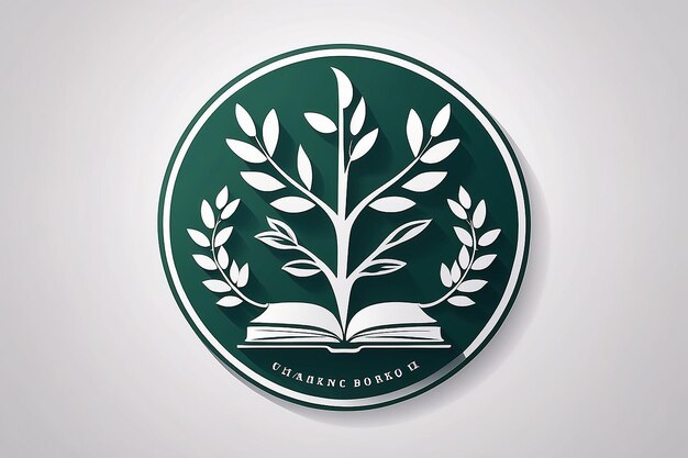 University education icon design with open book and laurel branch with shadow Simple vector logo