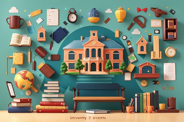 University elements background in flat style