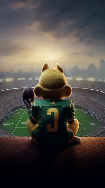University of Oregon Duck Mascot sitting down 3D cartoon