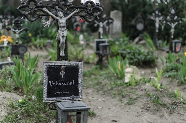 古い墓地の未知の墓