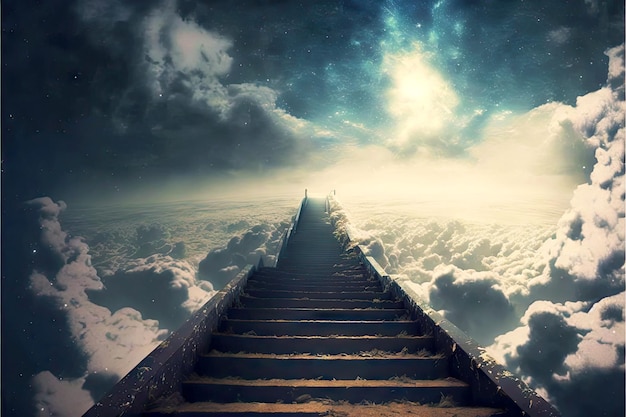 Unknown long stairway to heaven beyond horizon