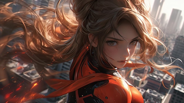 Premium AI Image  Unleash the Anime Power Japanese Kawaii Influence in  Anime Girl Superhero Art