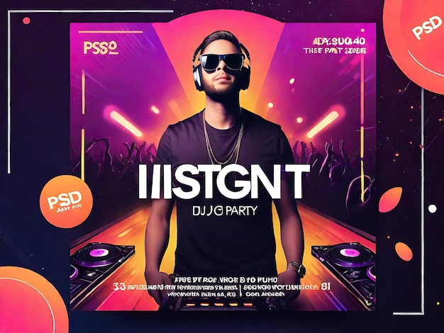 Unleash the Beat Weekend DJ Night Club Party Instagram Post PSDJPG Template