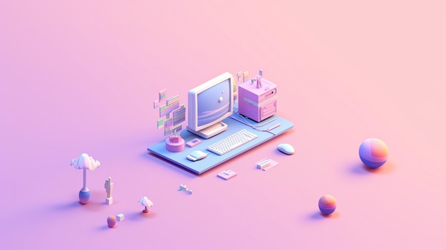 Unleash Your Creativity Isometric Art of a Computer Inspiring Ideas