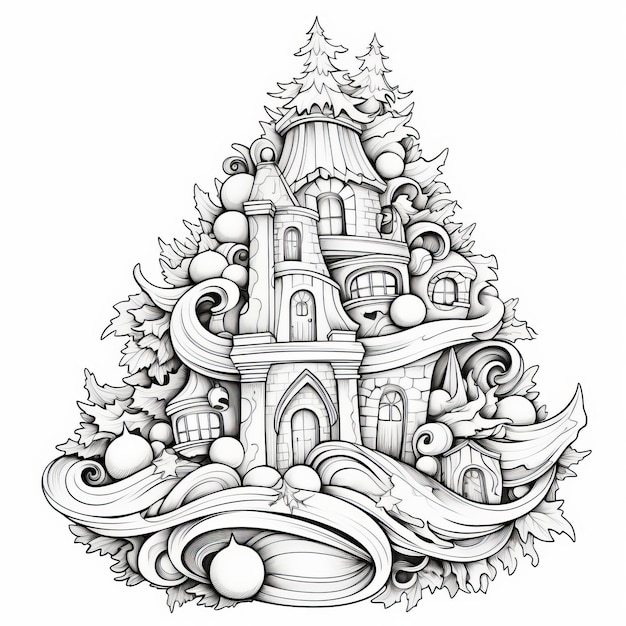 Photo unleash your inner artist with thick lines the ultimate black and white christmas tree coloring boo