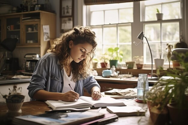 Unleashing Artistry A Glimpse into the World of a Talented Young Woman Sketching at Home