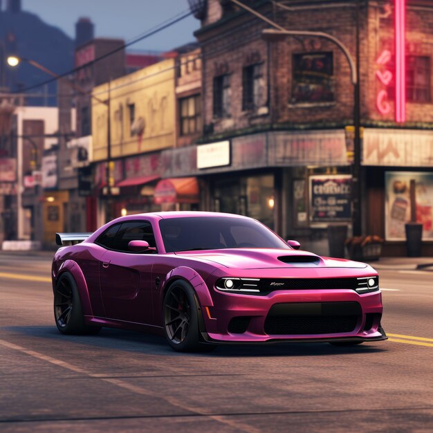 Unleashing Chaos: GTAV에서 영감을 받은 뉴욕시, F8 플럼 컬러 2022 Dodge Hellcat로 변신