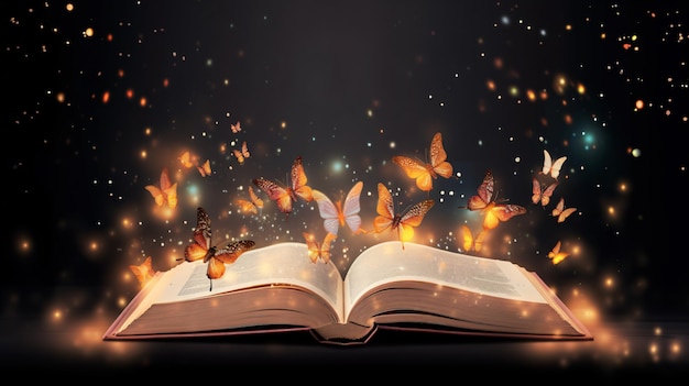 Unleashing the Magic Butterflies Take Flight from an Open Book on a Table with GenerativeAI