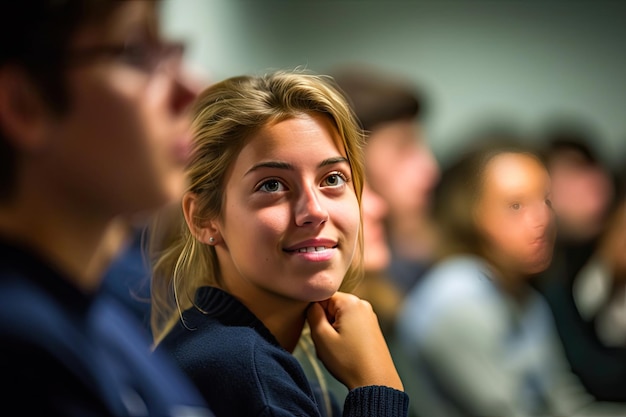 Photo unleashing potential a portrait of a young instructor and eager students in dialogue generative ai