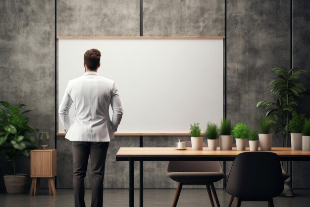 Photo unleashing success a glimpse into a futuristic concrete meeting room with endless possibilities