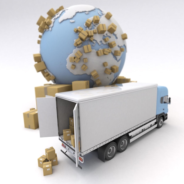 Unloading truck in an international transportation context