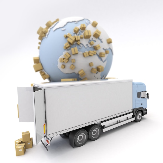 Unloading truck in an international transportation context