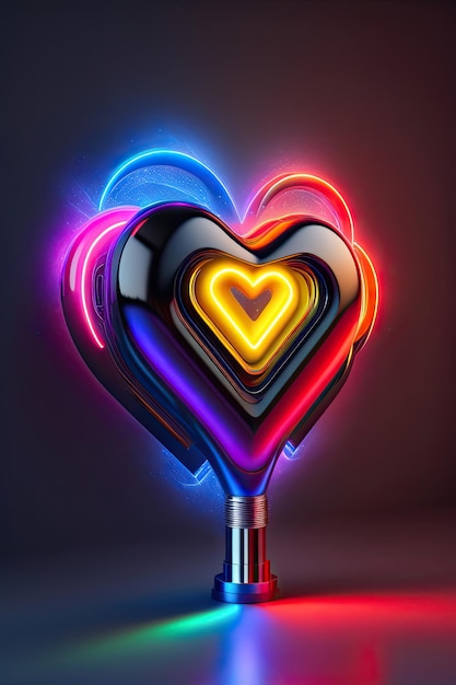 Unlock with the key to my heart Neon artwork in vivid colors