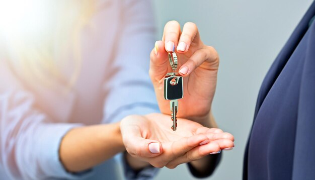 Unlock your dreams free photo of a hand giving key to a real estate agent embrace the journey