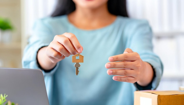 Foto sblocca i tuoi sogni foto gratuita di una mano che dà la chiave a un agente immobiliare abbraccia il viaggio