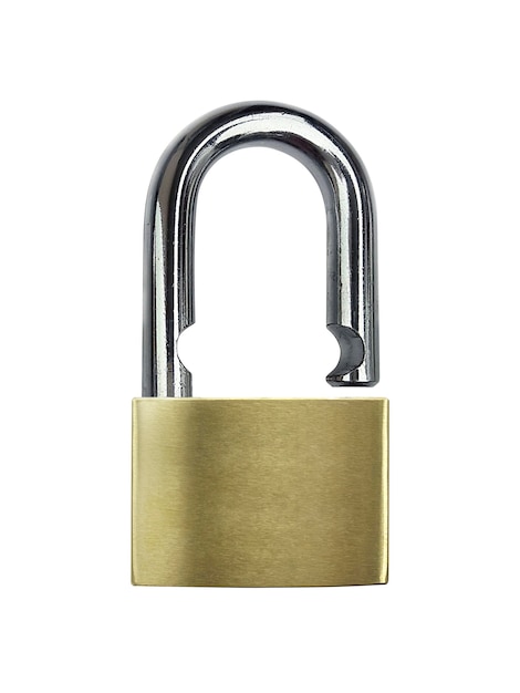 An unlocked lock on white