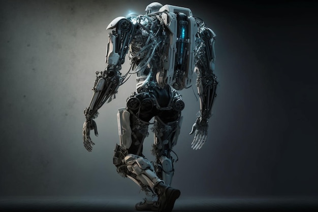 Unlocking Human Potential Image of Exoskeleton on dark background Wearable Technology