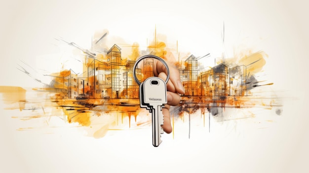Unlocking New Beginnings Adult Hand Holding a New House Key