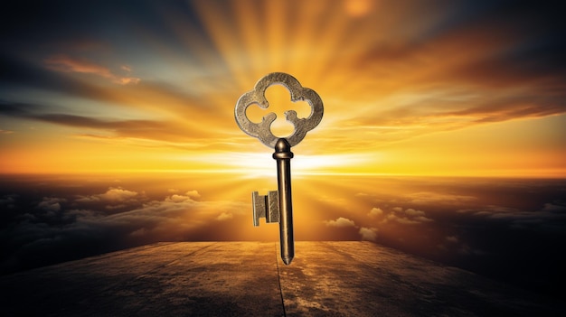 Photo unlocking success with the key to opportunity