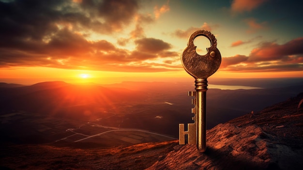 Photo unlocking success with the key to opportunity