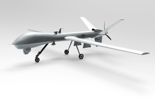 Unmanned military aircraft drone isolate on white
