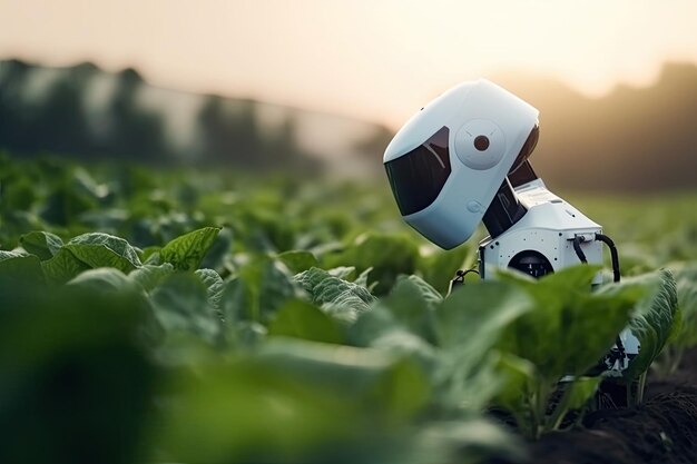 Unmanned robot working in agricultural field Generative AI