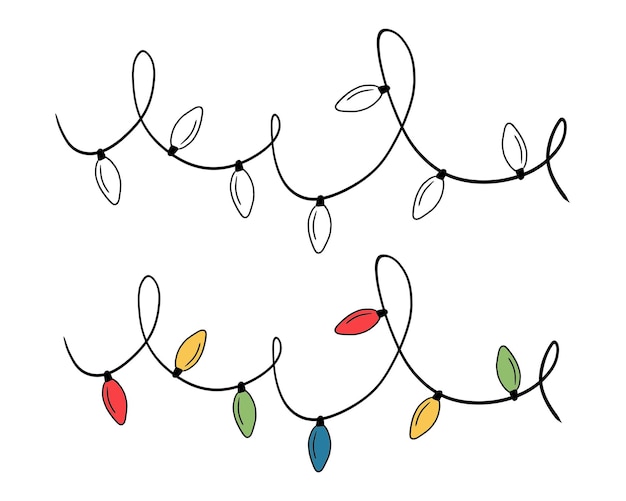 Photo unpainted and painted garland on a white background