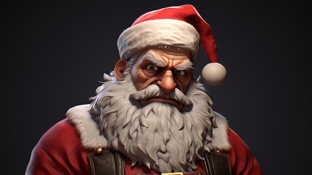 Unpleasant Santa Scowls Directly at the Camera with a Grimace