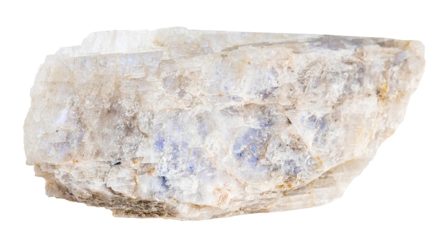 Photo unpolished belomorite moonstone mineral isolated