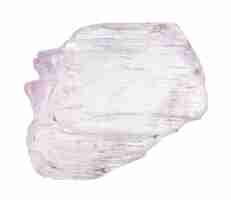 Photo unpolished kunzite mineral isolated on white