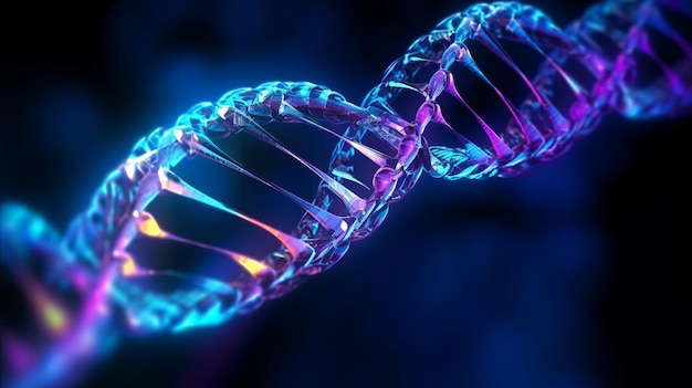 Unraveling Genetic Blueprint Abstract 3D DNA Helix Blue Symbol Biotechnology Medical Science