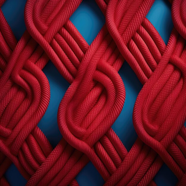 Unraveling Vibrance The Intricate Woven Tapestry of Vibrant Red Against a Blue Background