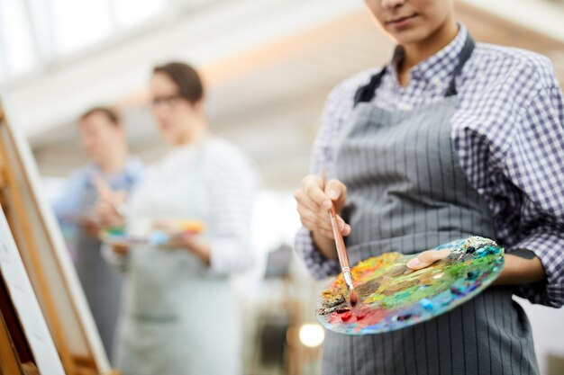 Unrecognizable Artist Holding Palette