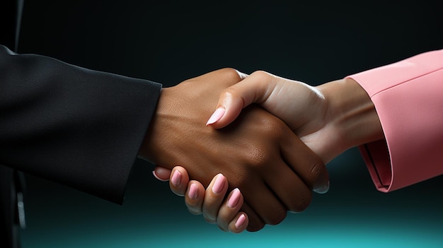 Unrecognizable black hand shaking hands with caucasian anonymous person Generative Ai